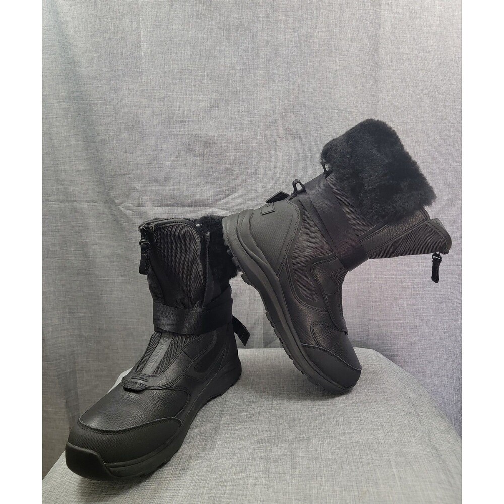 UGG Tahoe Black Waterproof Leather Sheepskin Boots Short 1103848 Women's SZ 10